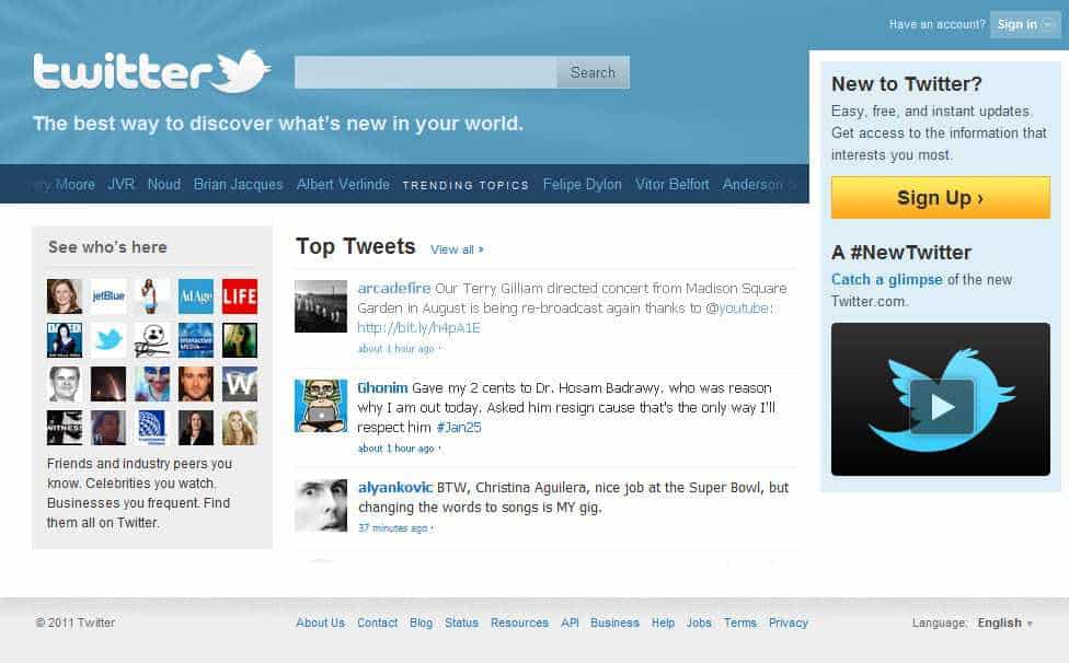 Twitter Sign In Screen
